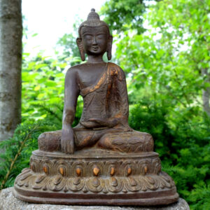 antiker buddha aus bronze reich verziert unikat