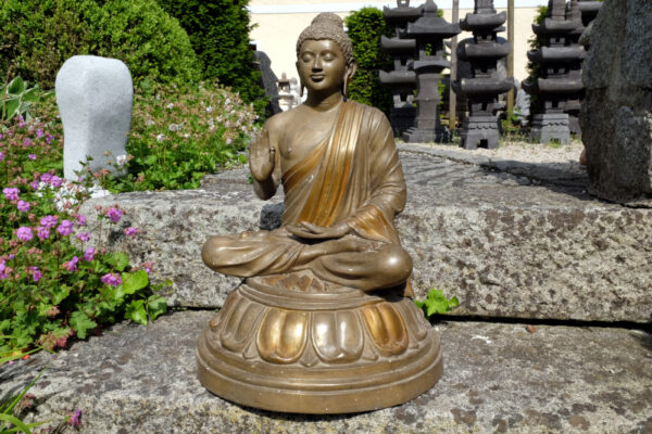 antiker buddha aus messing unikat aus indien