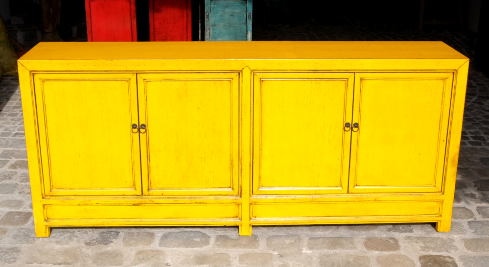sehr grosses sideboard gelb lackiert eyecatcher blickfang aus china