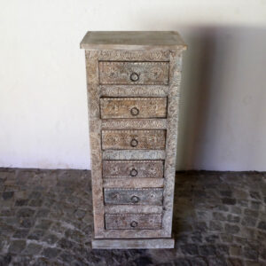 ladenschrank mit sechs laden handgeschnitzte ornamente indien