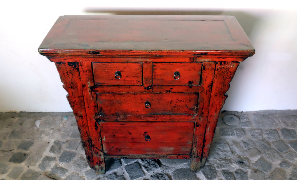 antike fluegelkommode aus china vier schubladen rot