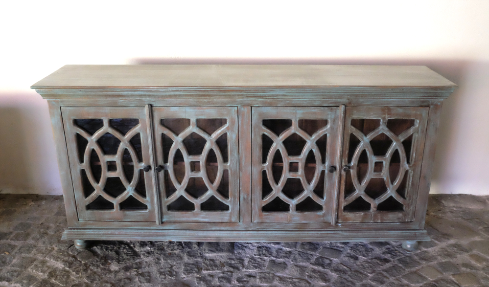 grosse kommode mit vier glastueren unikat aus indien