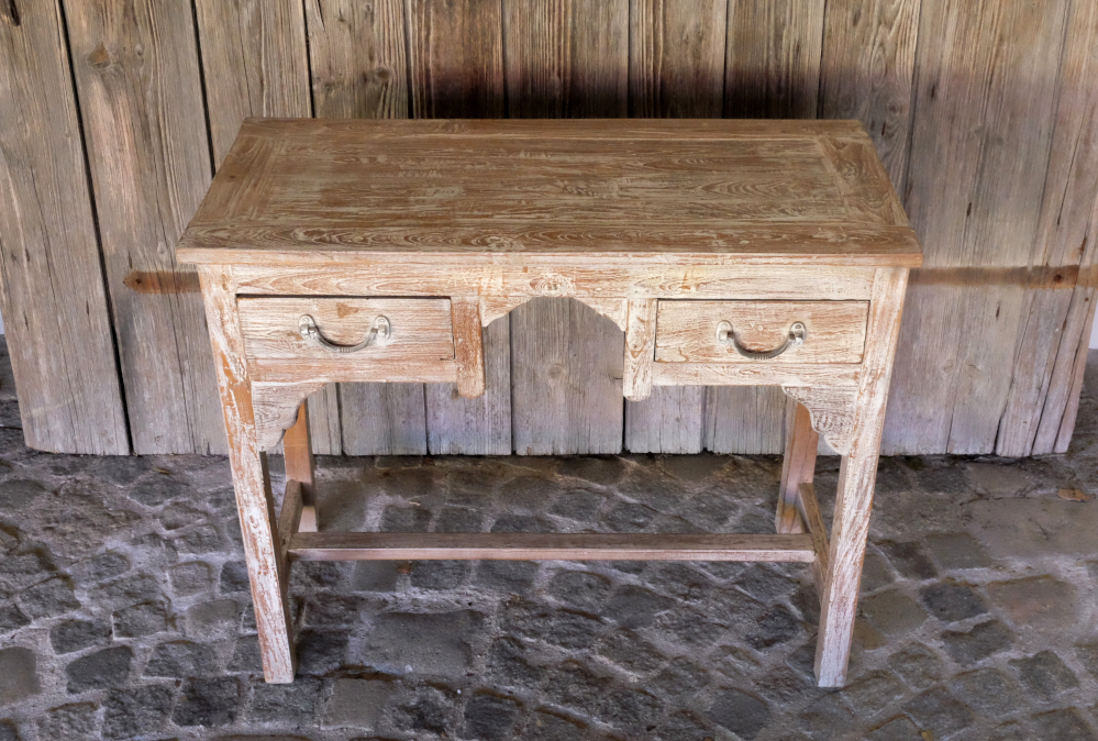 kleiner tisch mit 2 schubladen aus holz handgefertigt