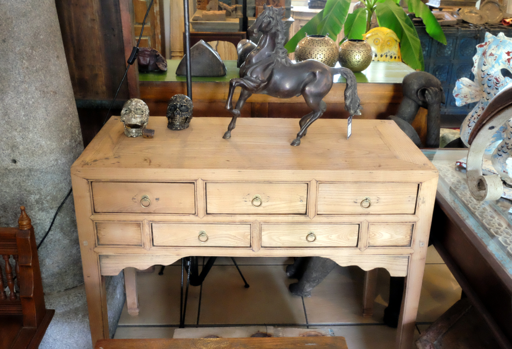 praktischer tisch mit 5 schubladen holz handgefertigt naturbelassene farbe