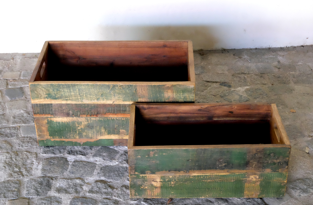 Offene Holzkisten mit Tragegriff, Set Offene Holzkisten mit Tragegriff, Set