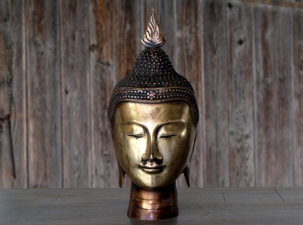 buddhakopf aus massivem messing made in india