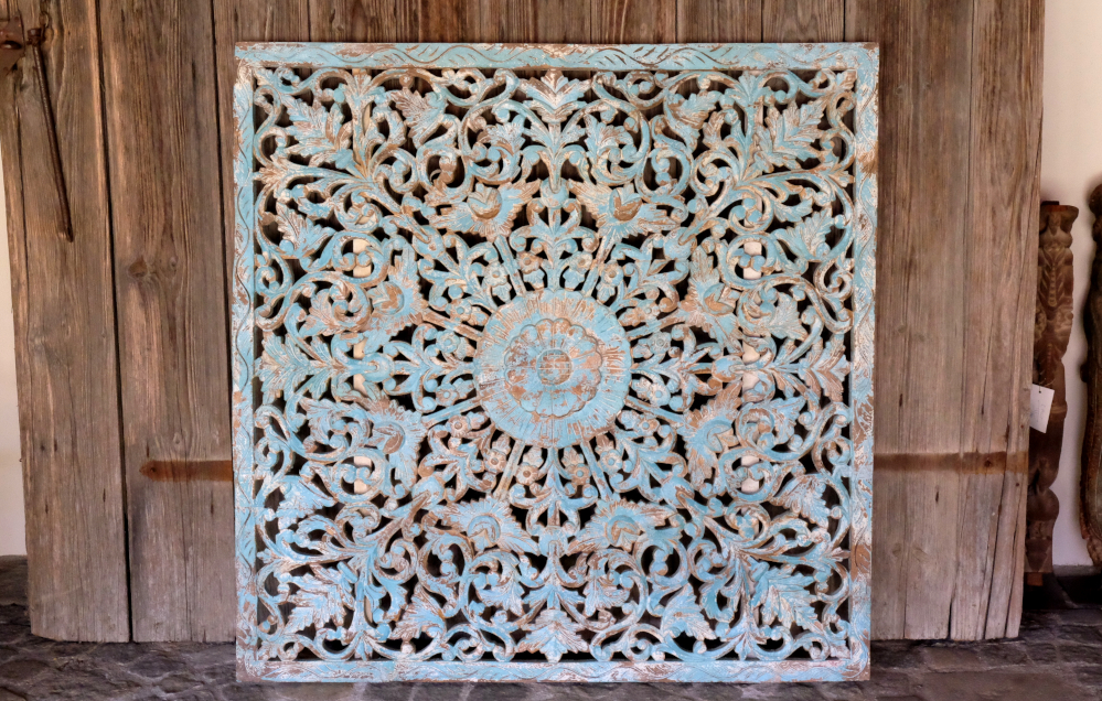 Relief quadratisch 120x120 türkis-blau