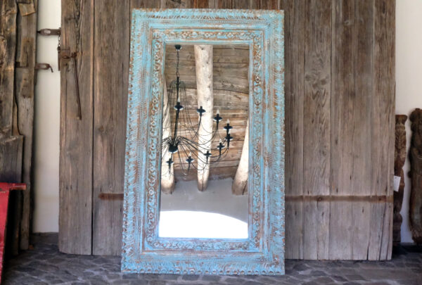 Spiegel Jodhpur mit blau-türkisem Rahmen 88x150