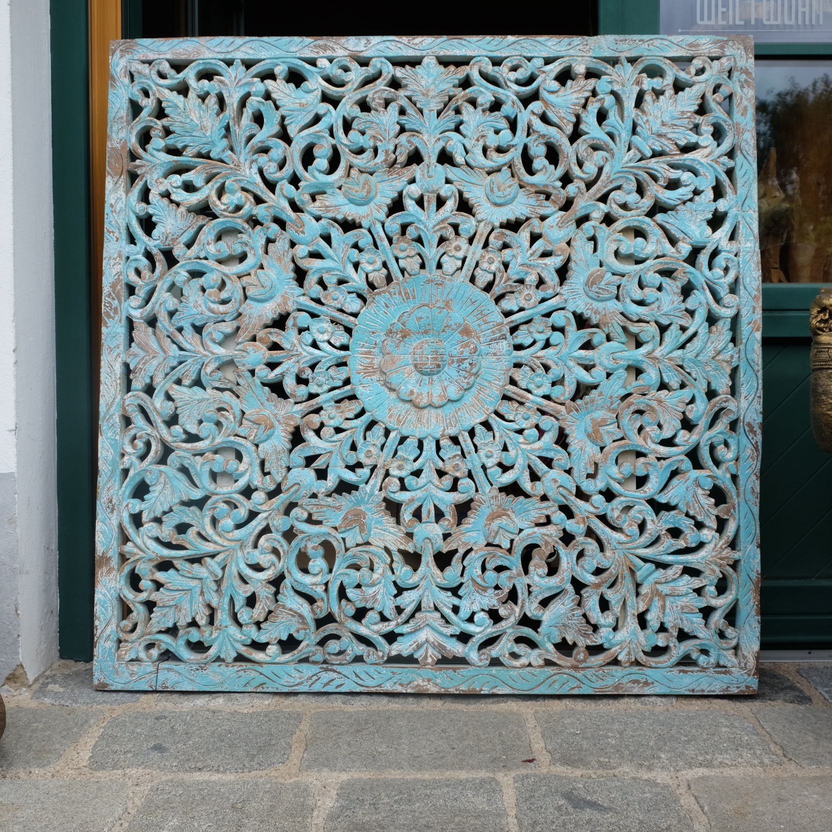 Quadratisches Relief aus Indien 120x120