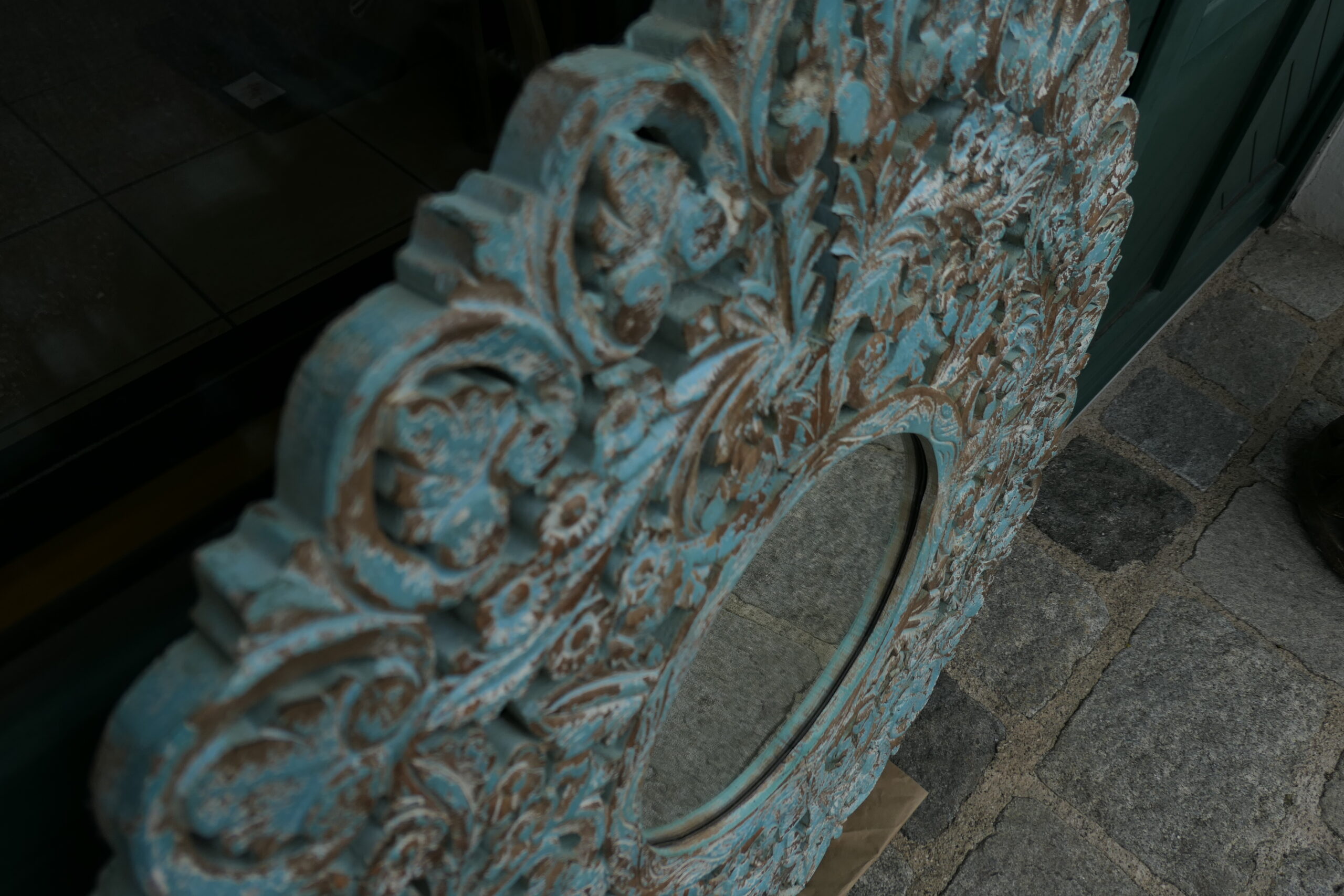 Spiegel Rund florale Ornamente 91cm