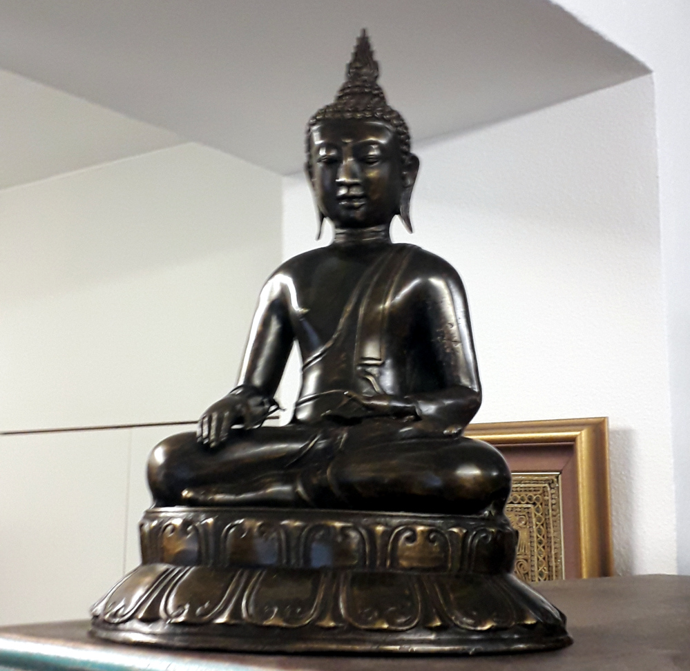 kleiner buddha aus bronze
