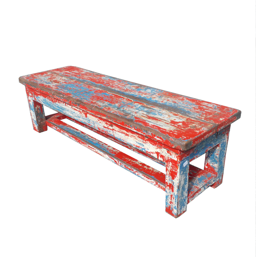 farbenfrohe schuhbank aus indien