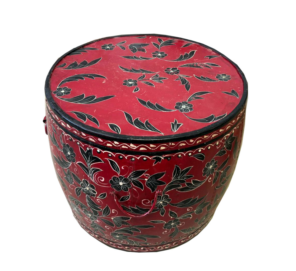 couchtisch handbemalt trommel