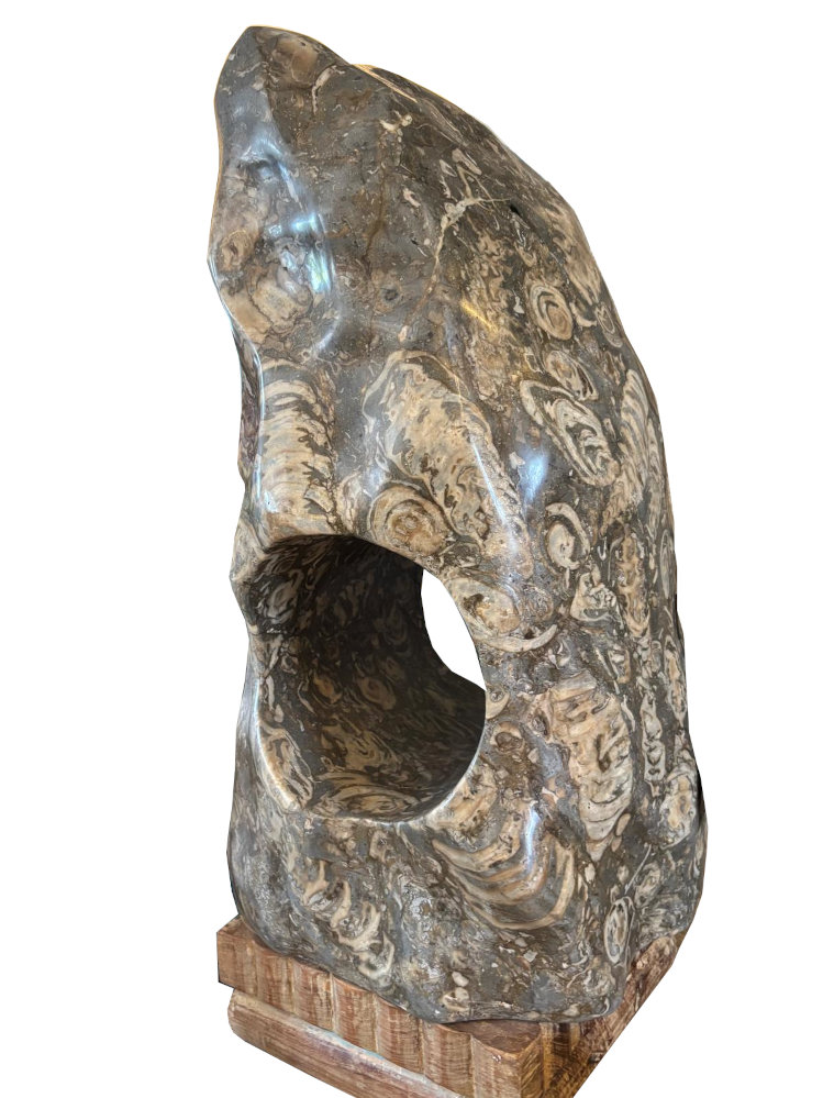 skulptur mit fossilen versteinerungen