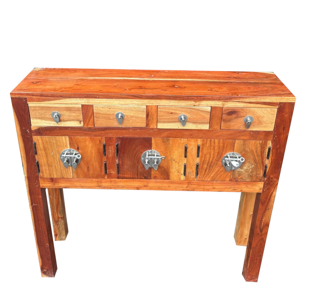 schmale konsole aus massivem holz