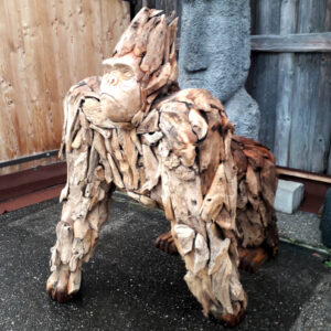 lebensgrosser gorilla aus teakholz