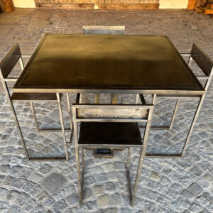 gartenset aus gebuerstetem stahl