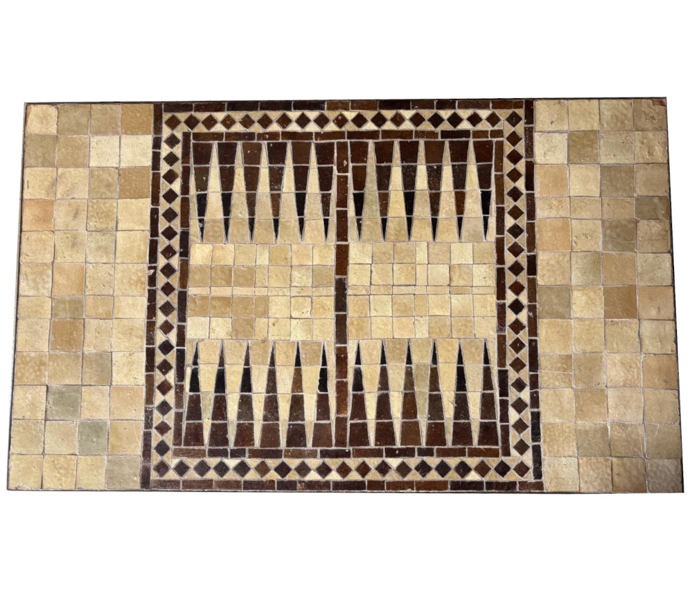 mosaiktisch mit backgammon
